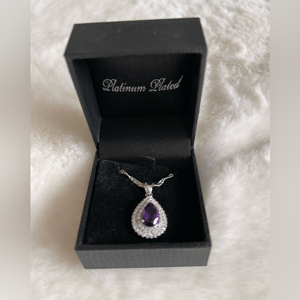 Gold Coast Platinum Plated Silver Amethyst Necklace & Pendant